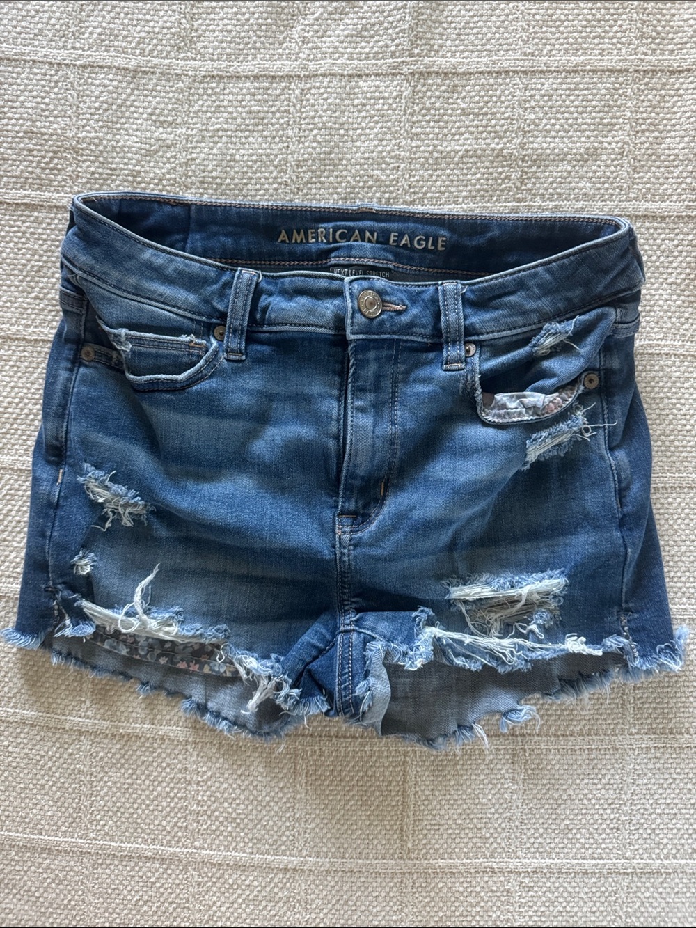 American Eagle Outfitters Distressed Blue Denim Jean Shorts